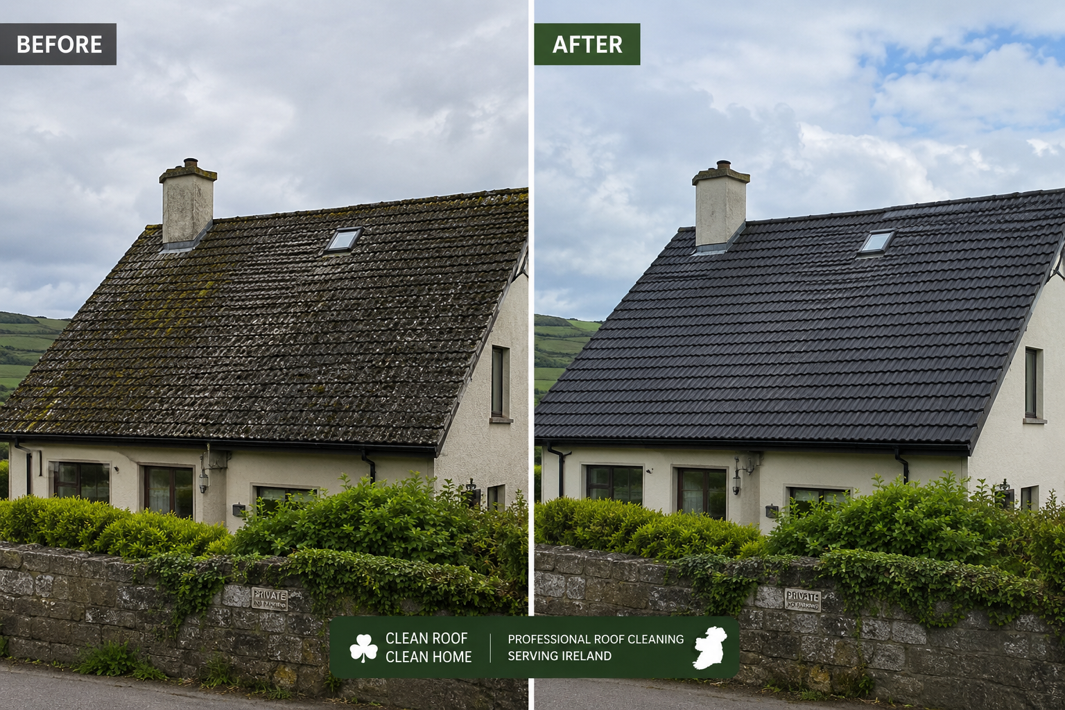 Revival Exterior Cleaning team cleaning a roof in Carlow